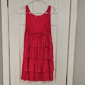Source Unknown Pink Ruffled Tiered Tank Top